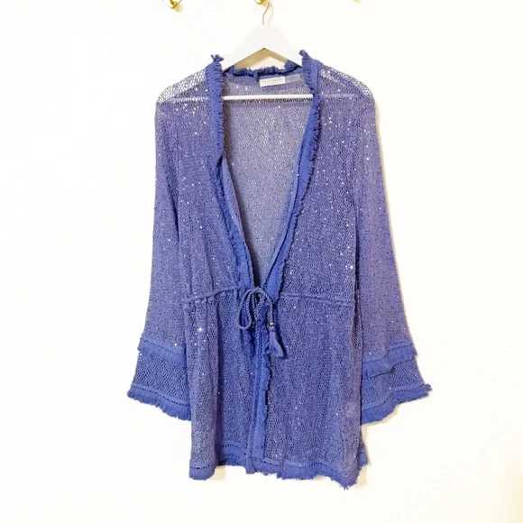 NEW Ramy Brook Cecelia Embellished Mesh Swim Beach Cover Up Dress Size M/L $295 - Picture 5 of 9
